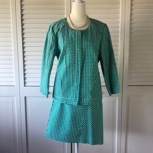 Laundry By Shelli Segal Green Polka Dot Suit - Skirt and Jacket